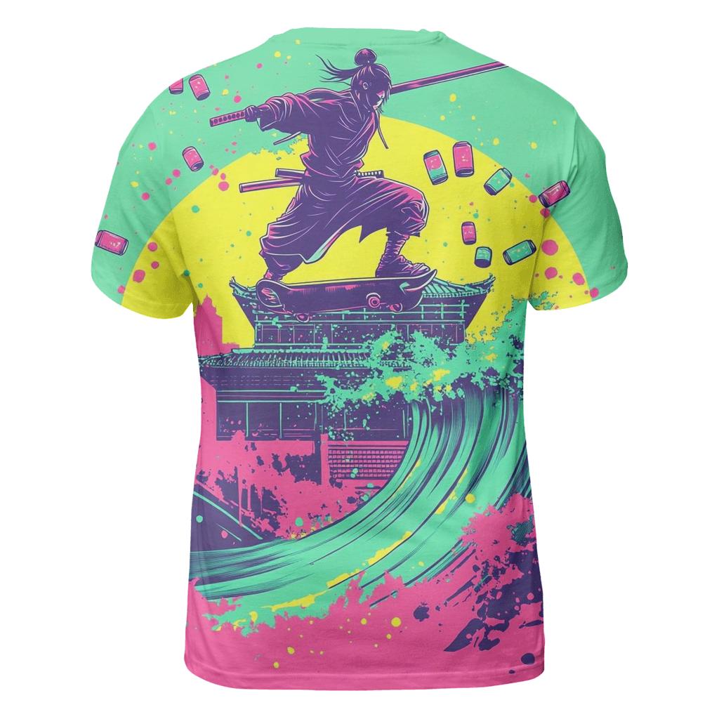 Skateboard Samurai Soda artistic all-over print tops