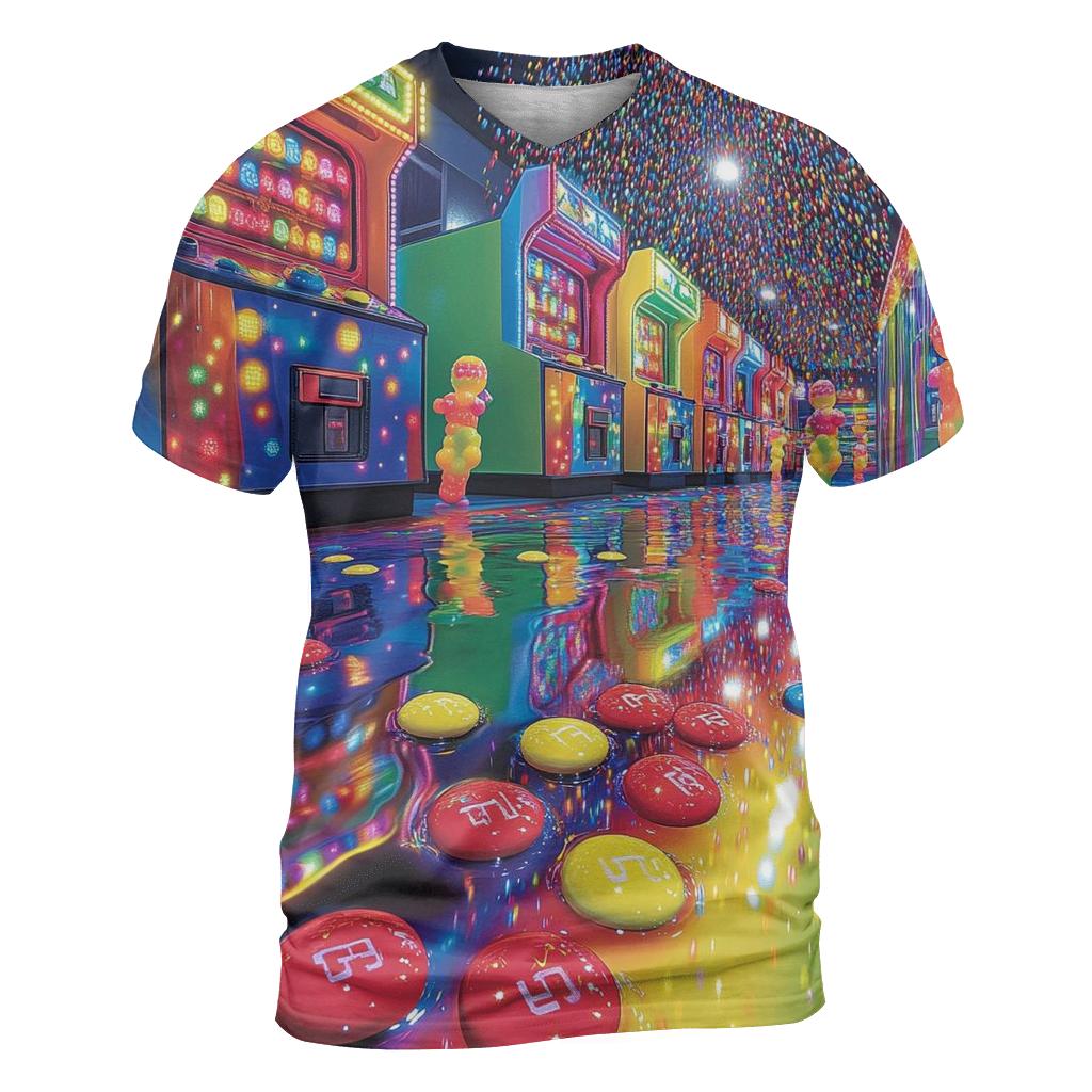 Skittle Rain Arcade statement graphic shirts