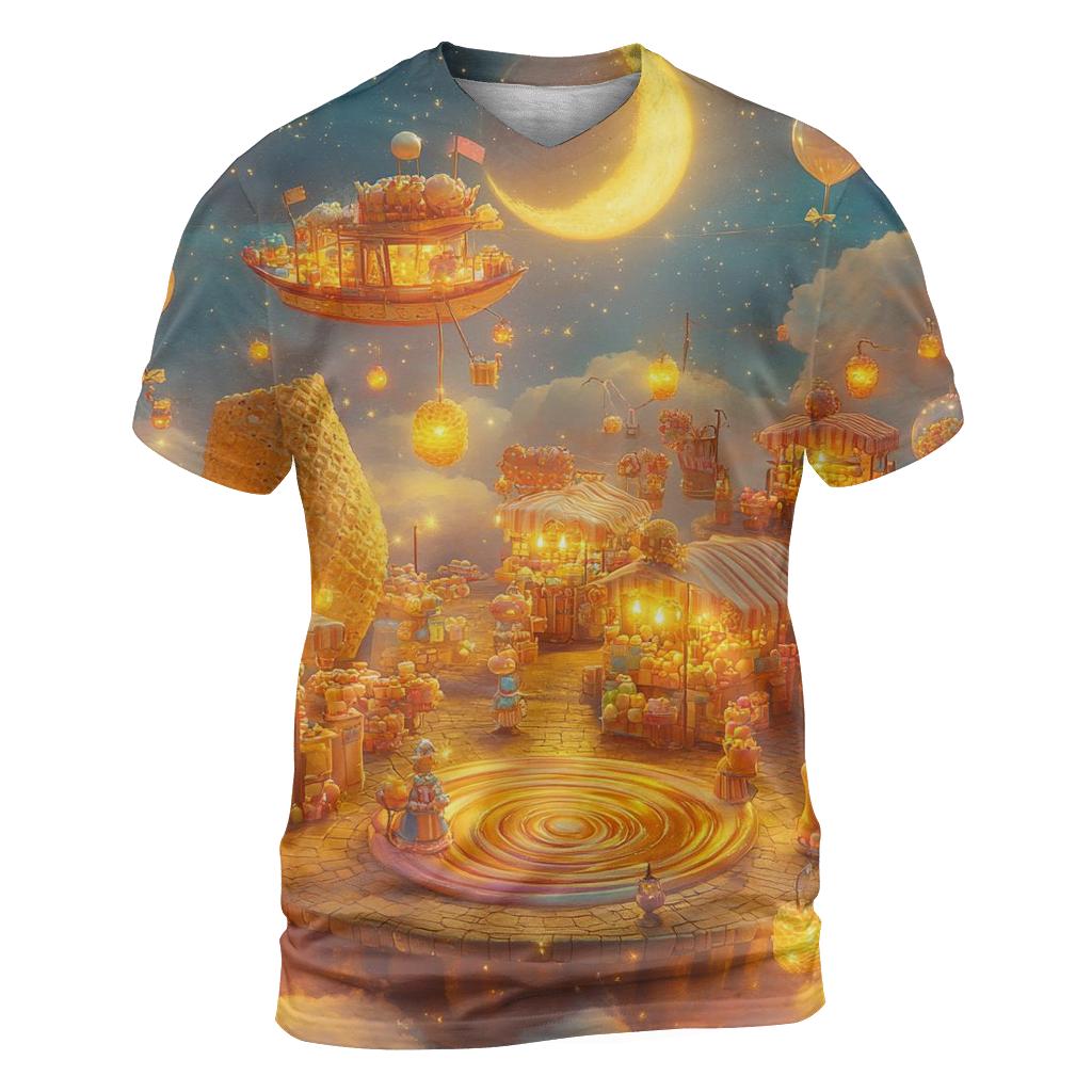 Marshmallow Moon Market creative print fashion shirts