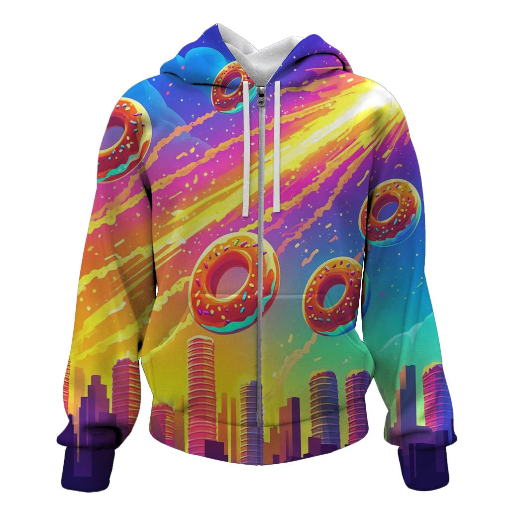 Neon Donut Meteor Shower pullover hoodies