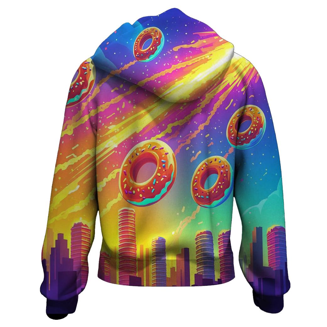 Neon Donut Meteor Shower pullover hoodies