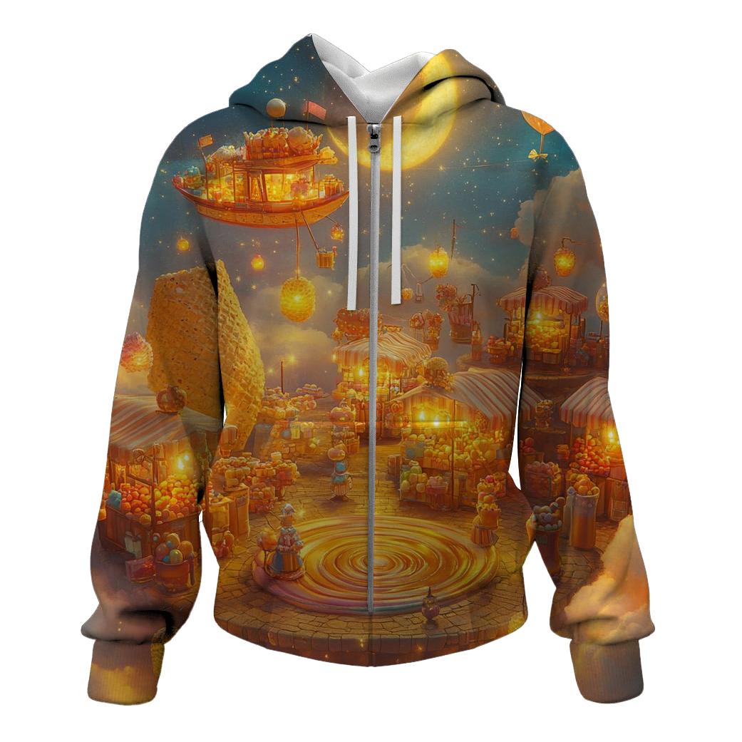 Marshmallow Moon Market zip-up hoodies