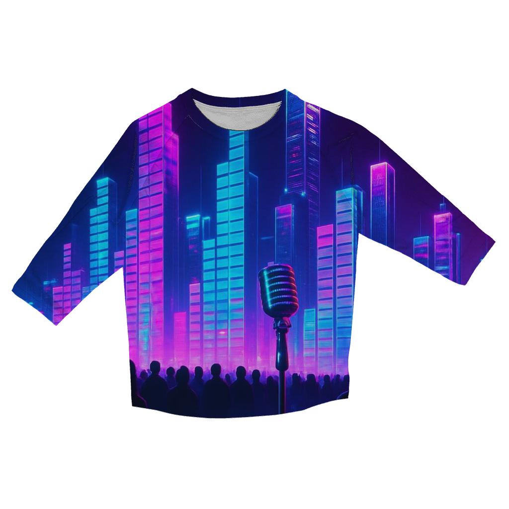Neon Equalizer Skyline cotton quarter sleeve shirts