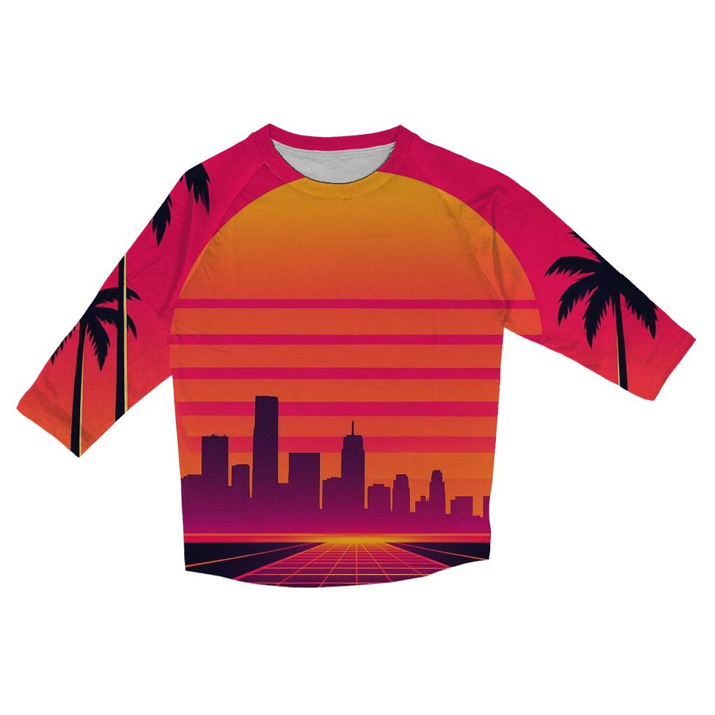 Neon Horizon Sunset trendy 3/4 sleeve tops