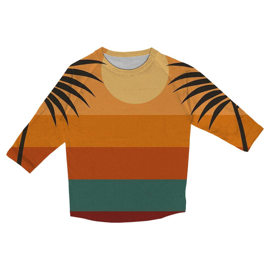 Sunset Groove Stripes trendy 3/4 sleeve tops