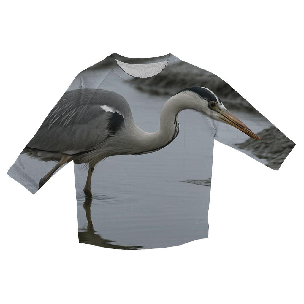 Estuary Stalk — Grey Heron casual three quarter sleeve shirts
