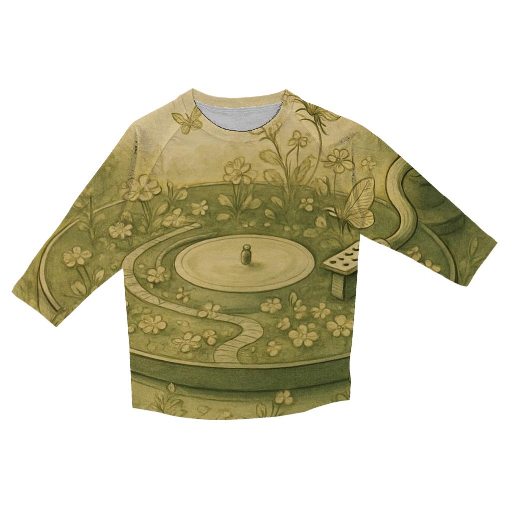 Vintage Turntable Garden fashion 3/4 sleeve shirts