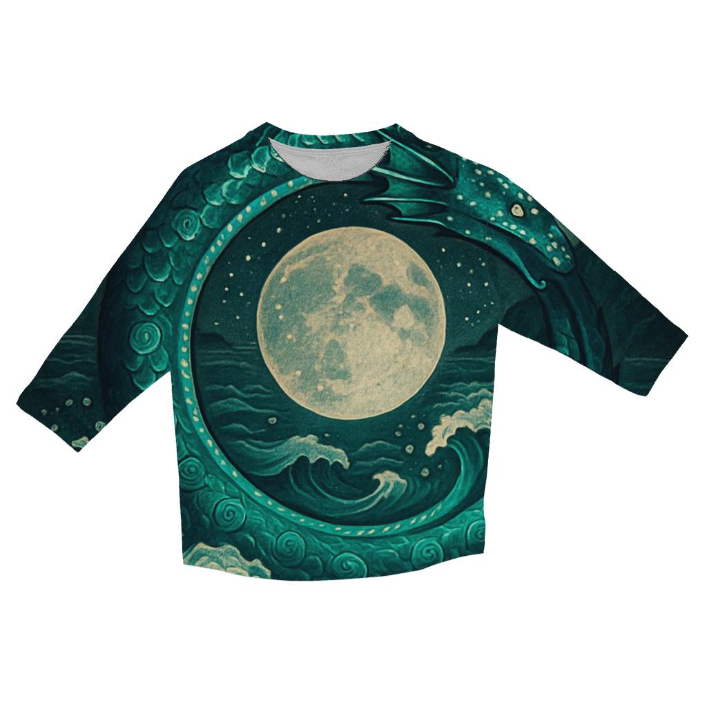 Oceanic Moon Ouroboros trendy 3/4 sleeve tops