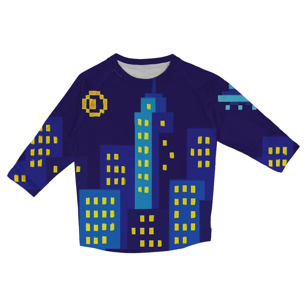 Pixel Arcade Skyline stylish quarter sleeve tops