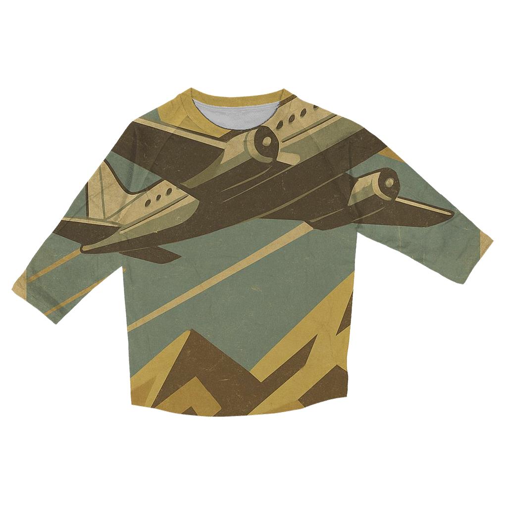 Aged Airline Travel Poster trendy 3/4 sleeve tops