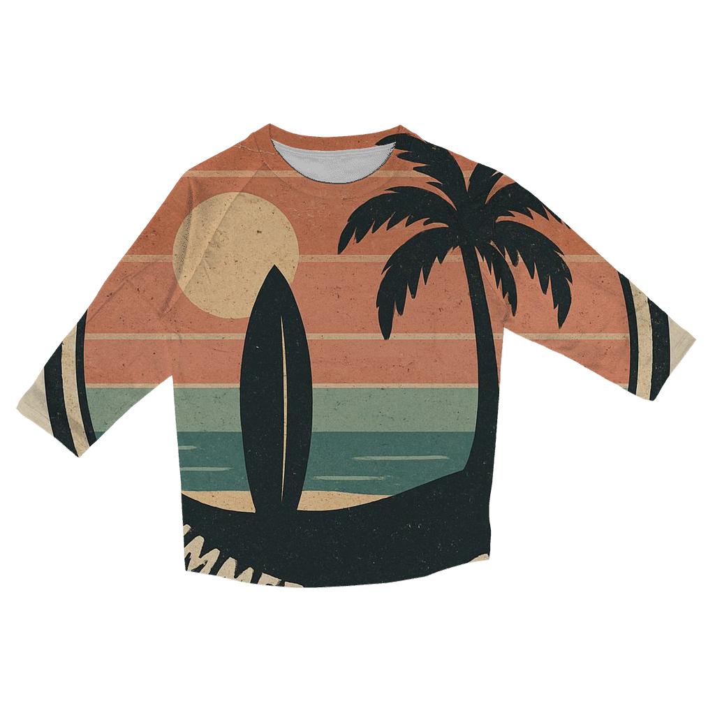 Retro Surf Patch custom 3/4 sleeve shirts