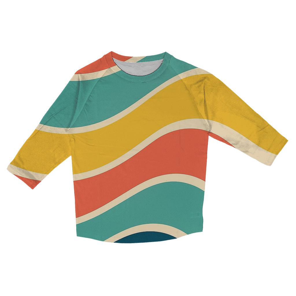 Groovy Rainbow Waves printed three quarter sleeve shirts