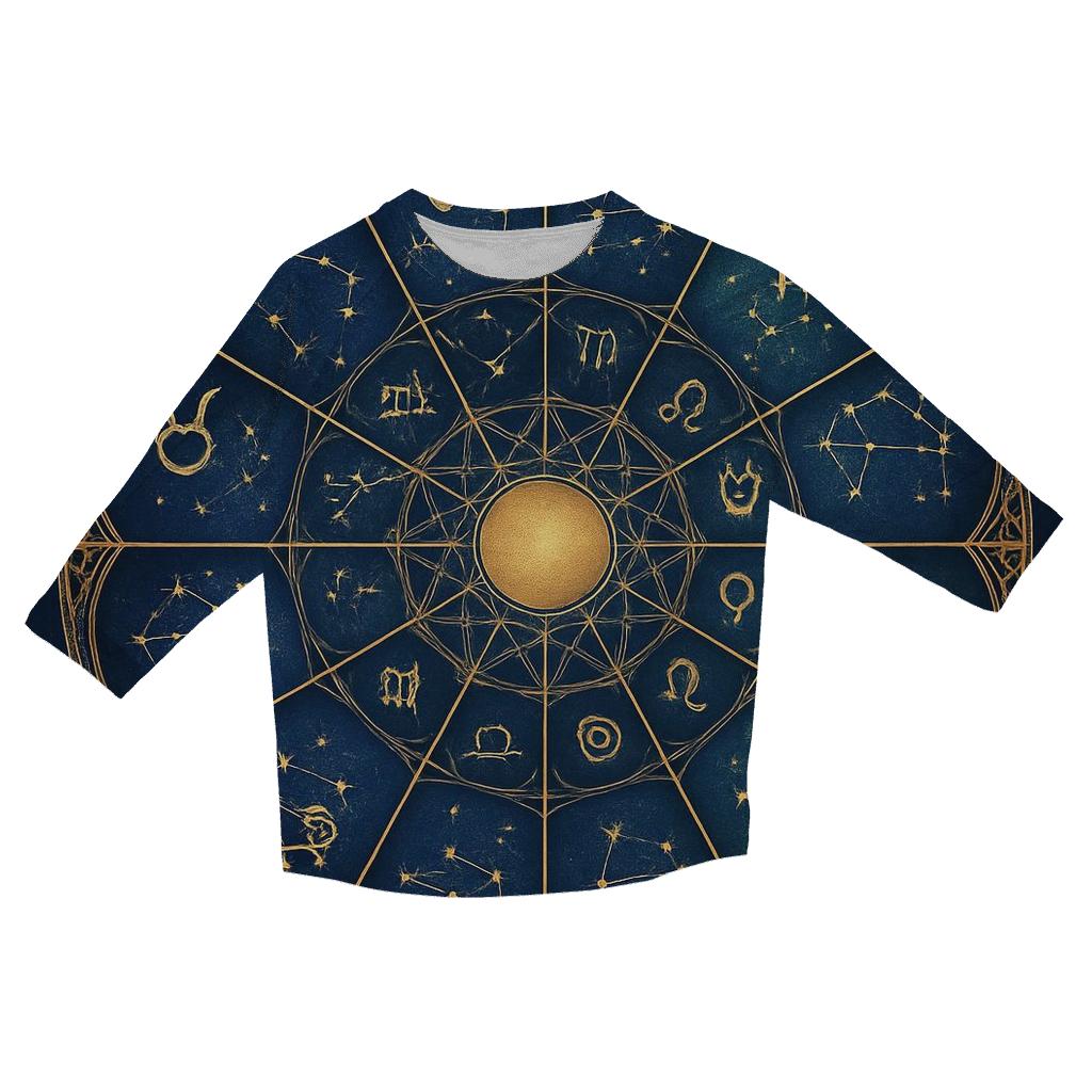 Zodiac Wheel Mandala Circle stylish quarter sleeve tops
