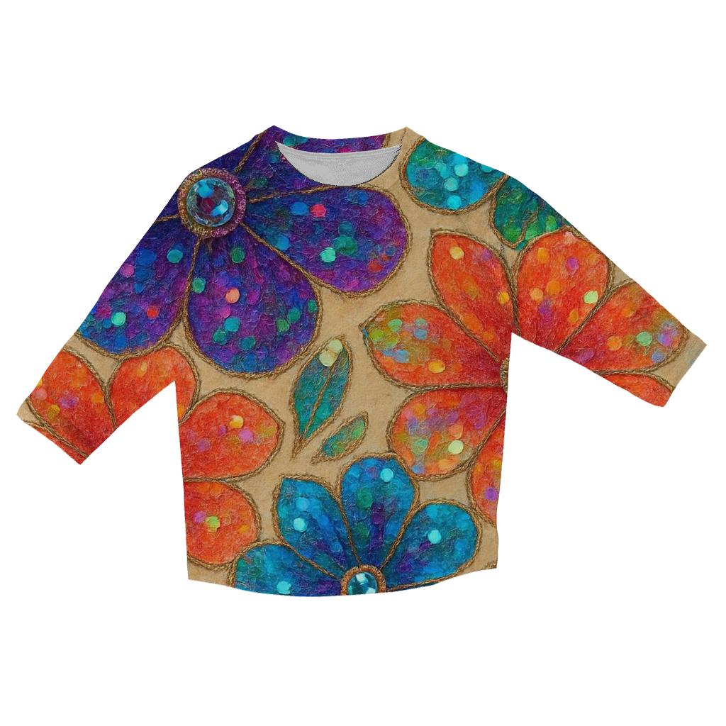 Sequin Bloom custom 3/4 sleeve shirts