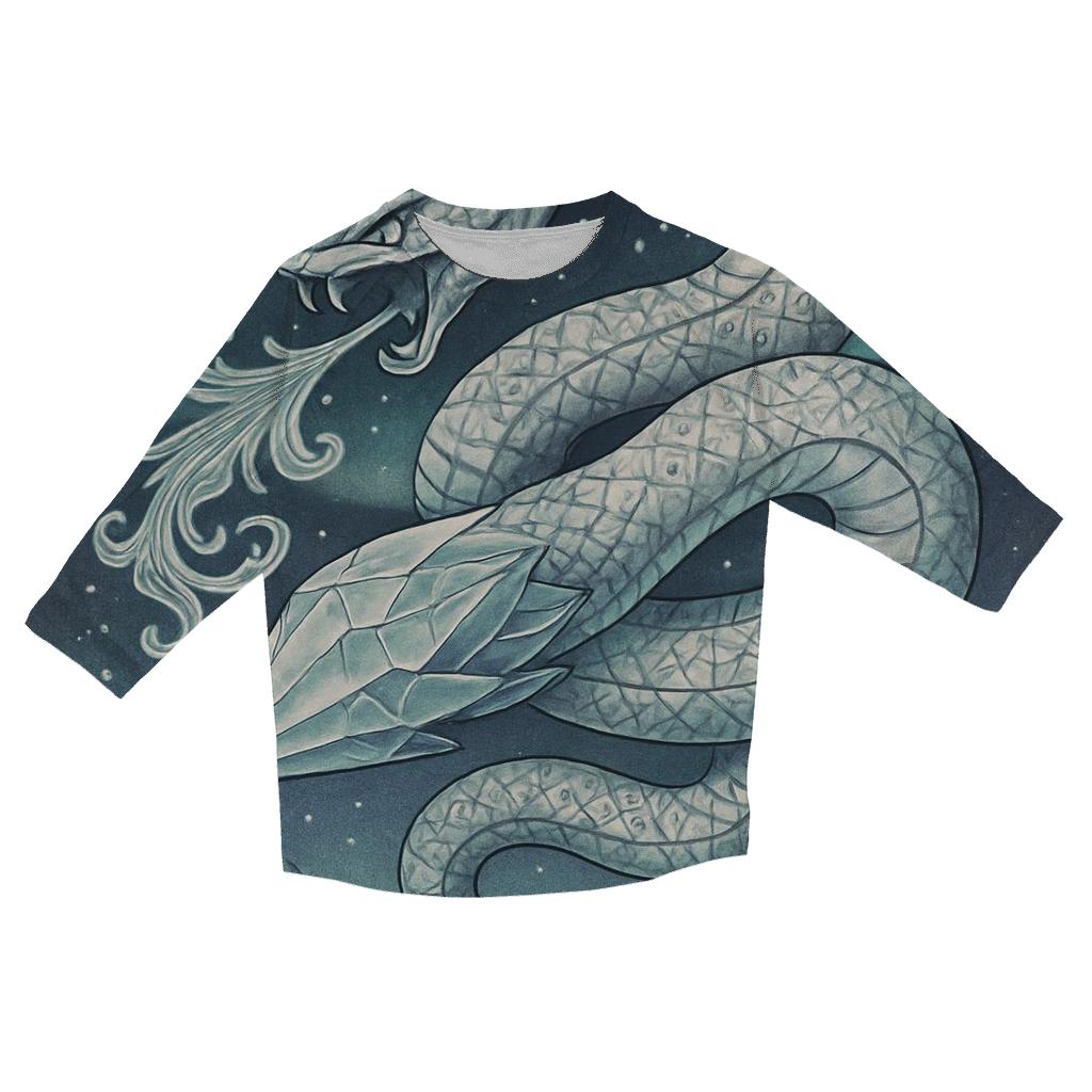 Frozen Aurora Ouroboros casual three quarter sleeve shirts