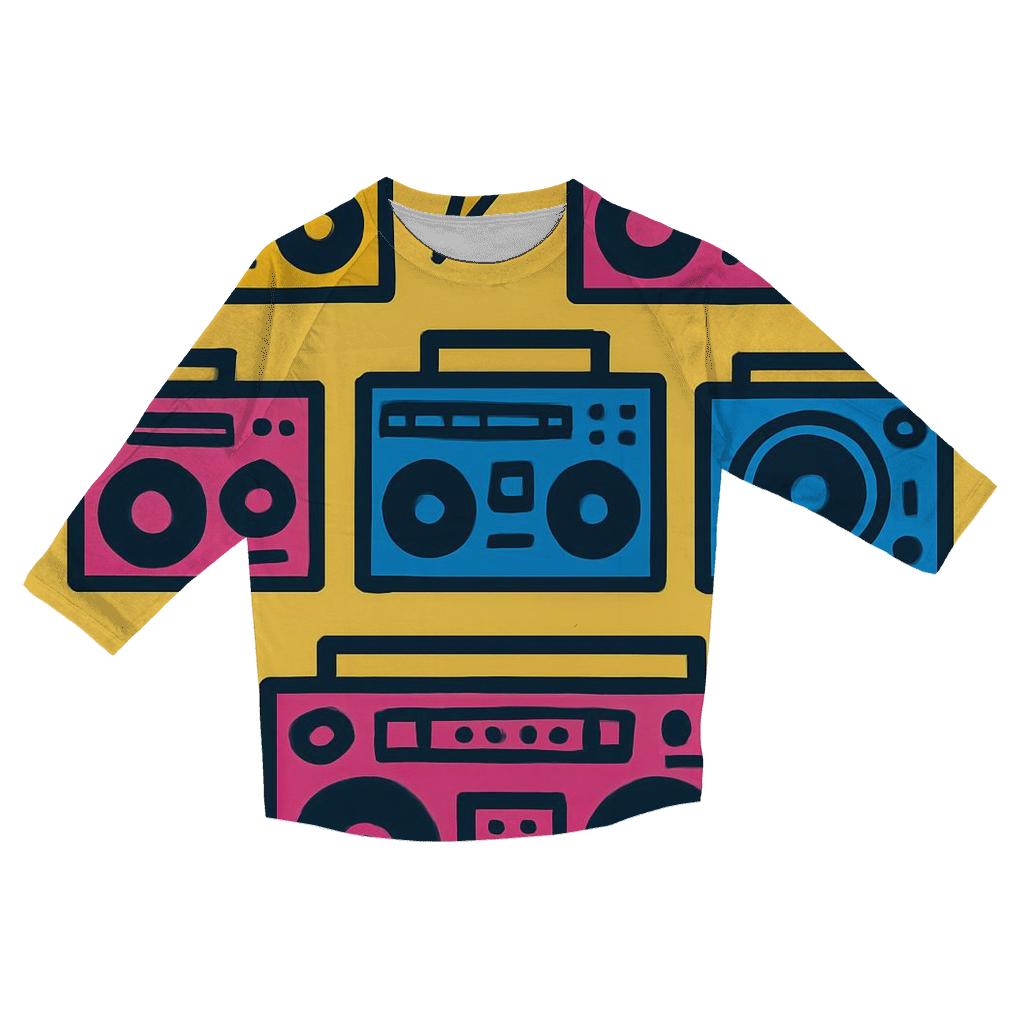 Boom Box Block Print stylish quarter sleeve tops