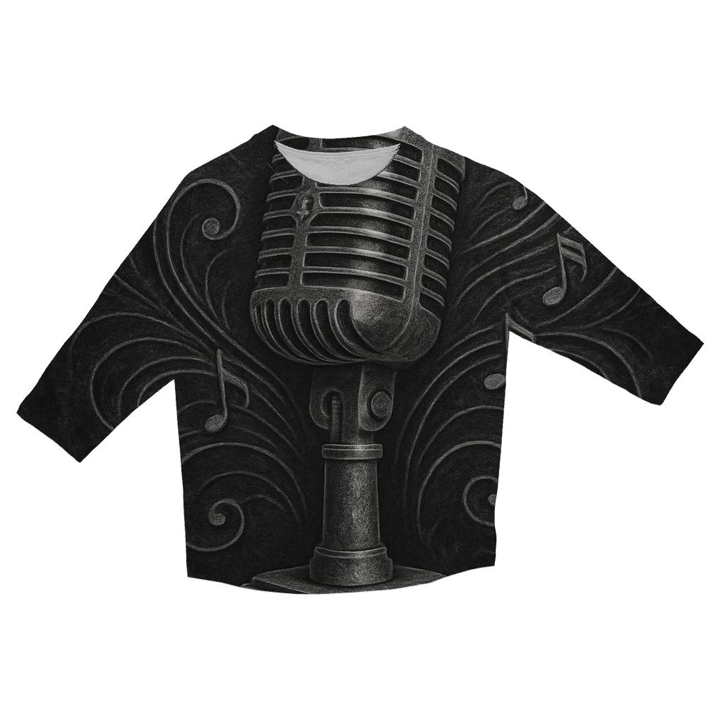 Microphone Marble Etching printed three quarter sleeve shirts