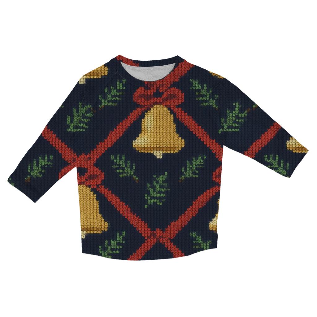 Sleigh Bell Crisscross Design fashion 3/4 sleeve shirts