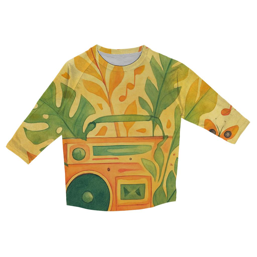 Boombox Botanical Montage printed three quarter sleeve shirts