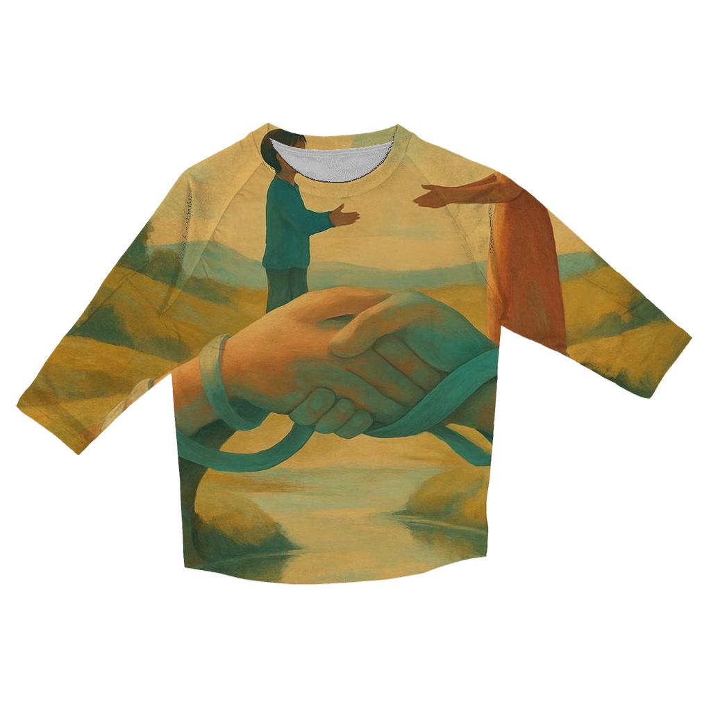 A Bridge Between Hearts printed three quarter sleeve shirts