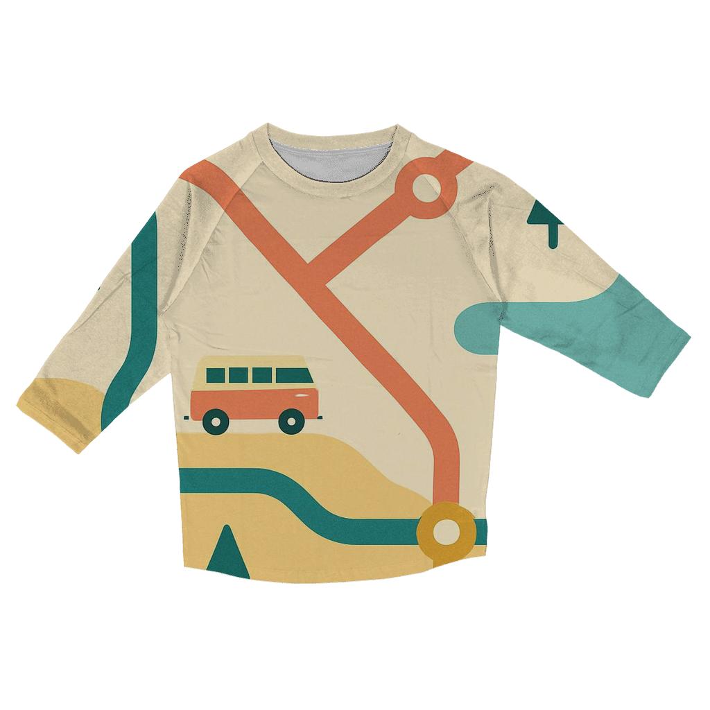 Retro Road Map cotton quarter sleeve shirts