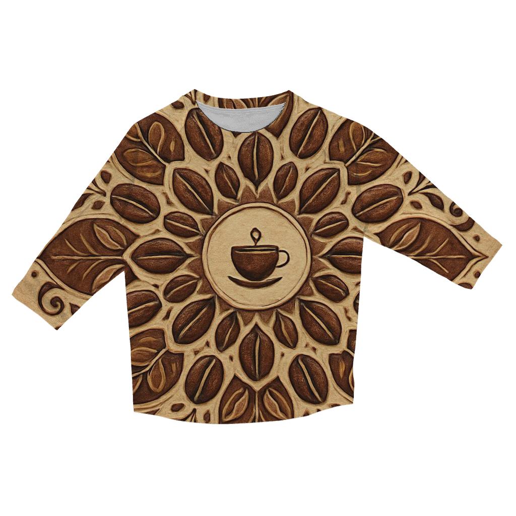 Bean Mandala Mosaic printed three quarter sleeve shirts