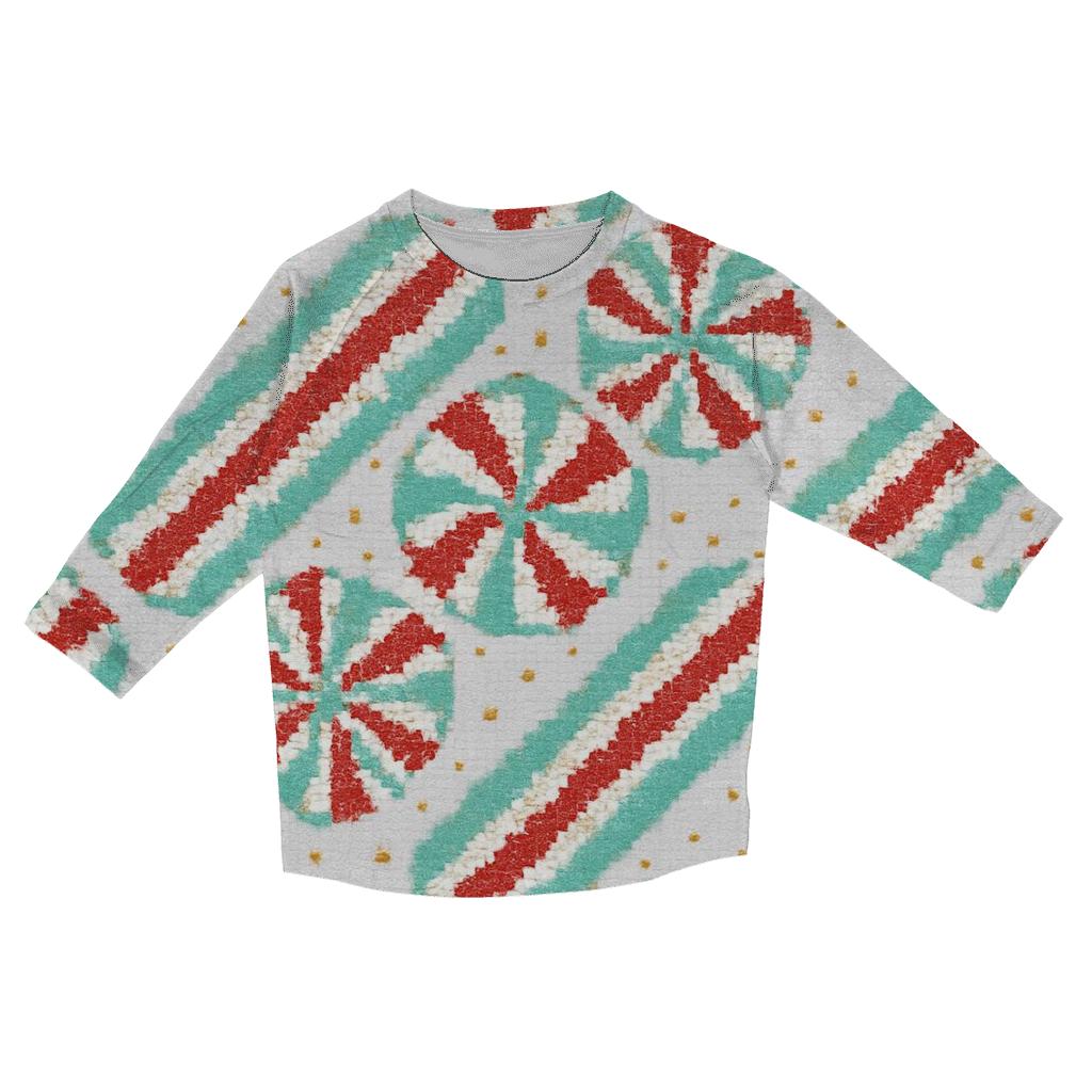 Peppermint Stripe Burst Design casual three quarter sleeve shirts