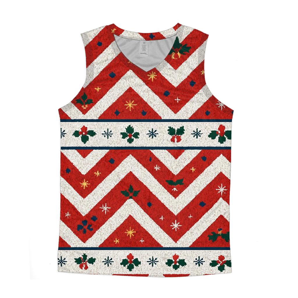 Candy Cane Herringbone Design graphic print tank tops