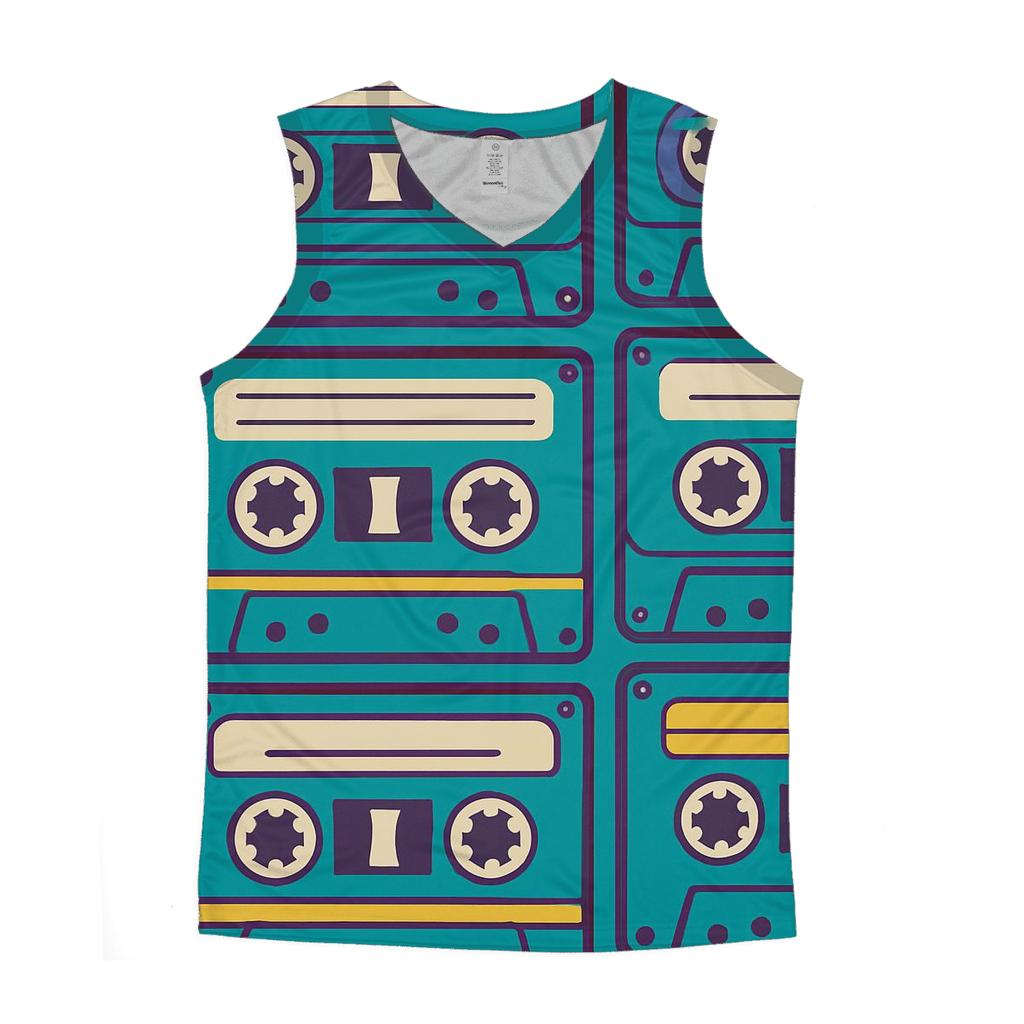 Cassette Tape Echo graphic print tank tops
