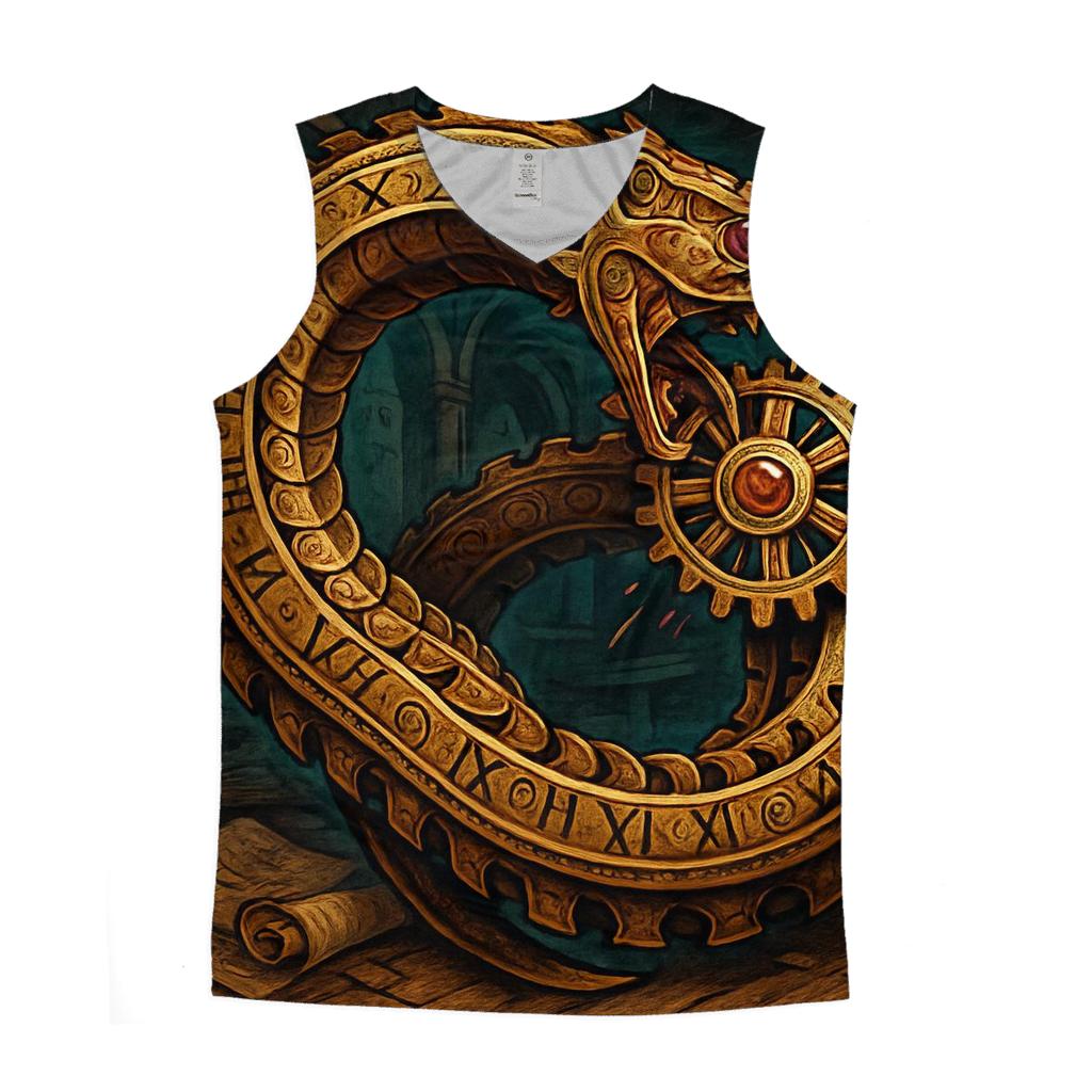 Clockwork Ouroboros Mechanica graphic print tank tops