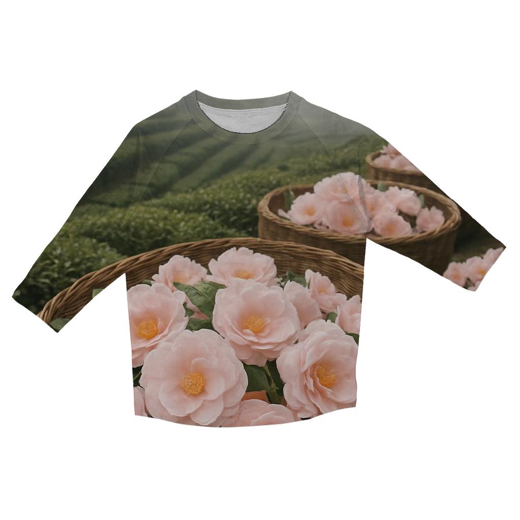 Tea Garden Camellia Harvest trendy 3/4 sleeve tops