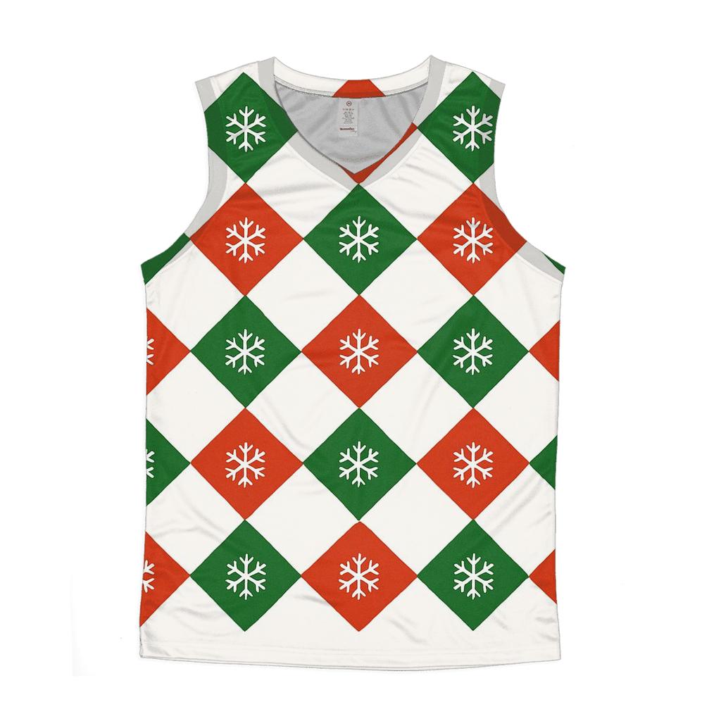 Diamond Snow Motif Grid cotton sleeveless tops