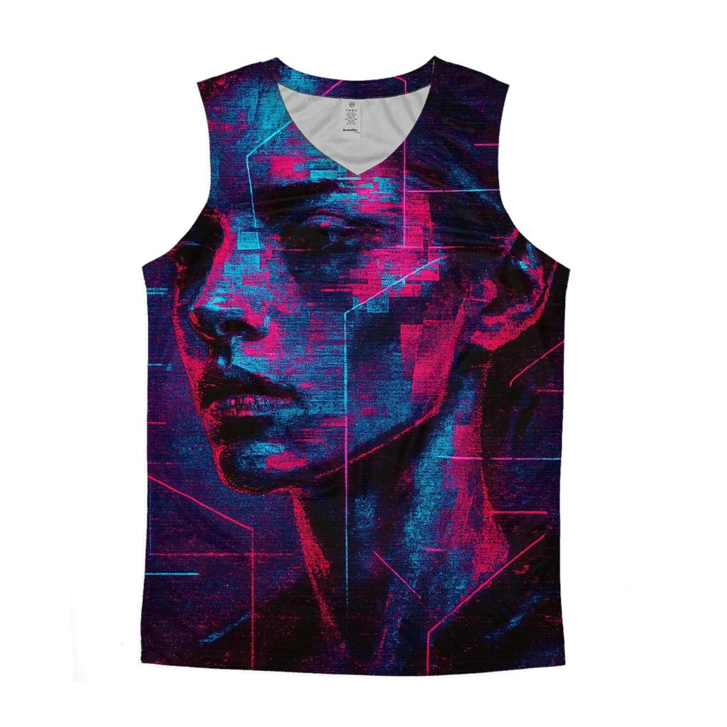 Glitch Vapor Portrait custom tank tops