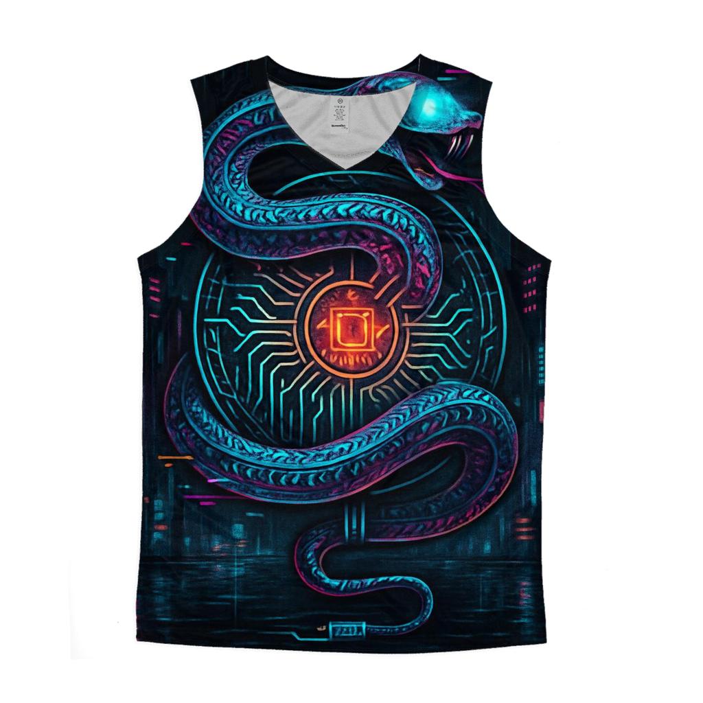 Cyber Neon Ouroboros sports performance tank tops