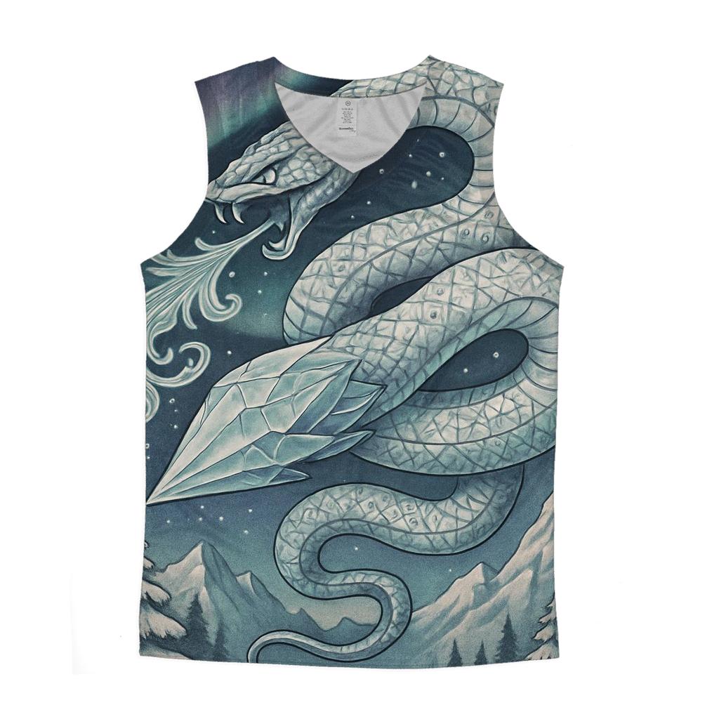 Frozen Aurora Ouroboros graphic print tank tops