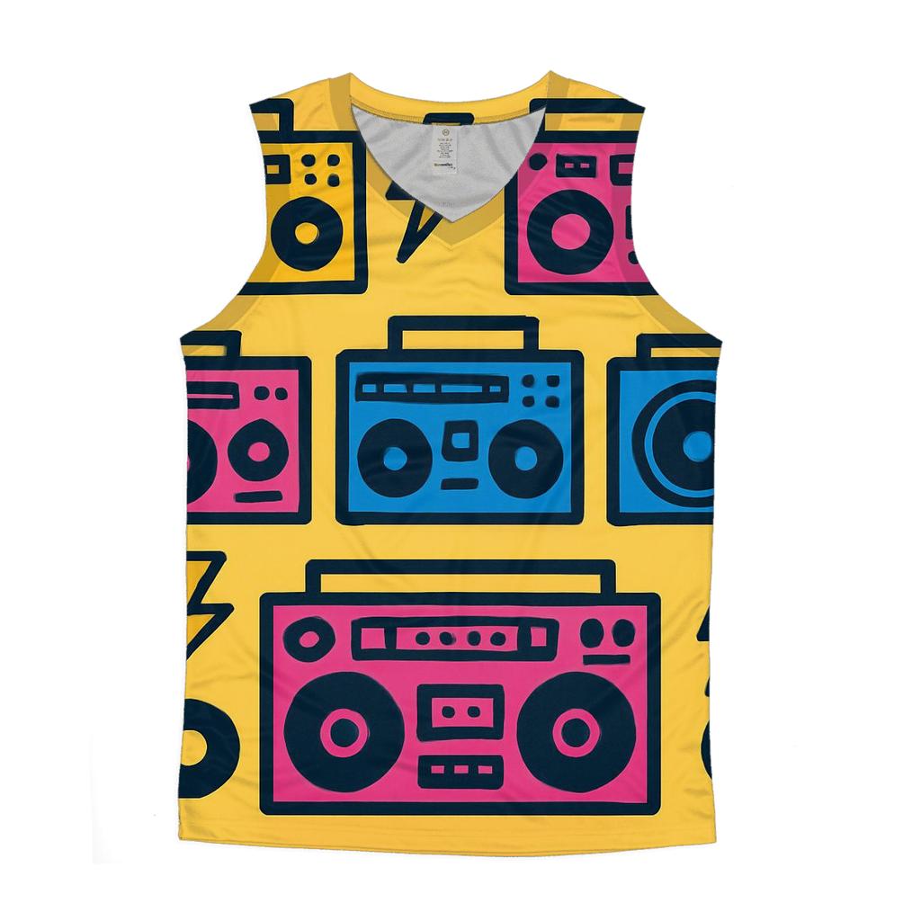 Boom Box Block Print sports performance tank tops