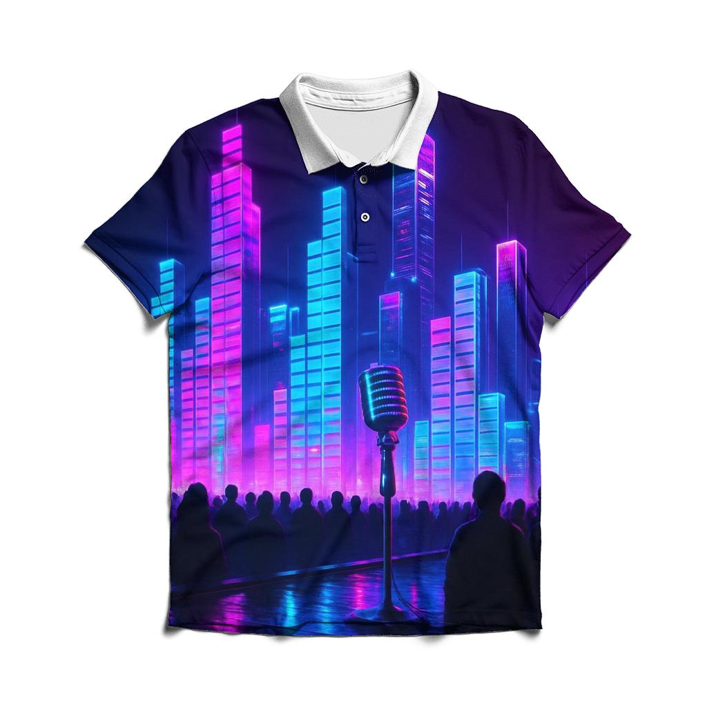 Neon Equalizer Skyline custom polo shirts