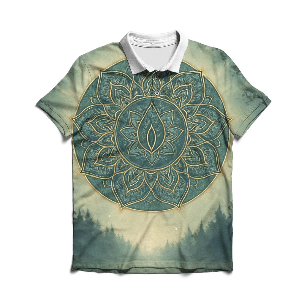 Luminous Mandala Grove casual sports polo shirts
