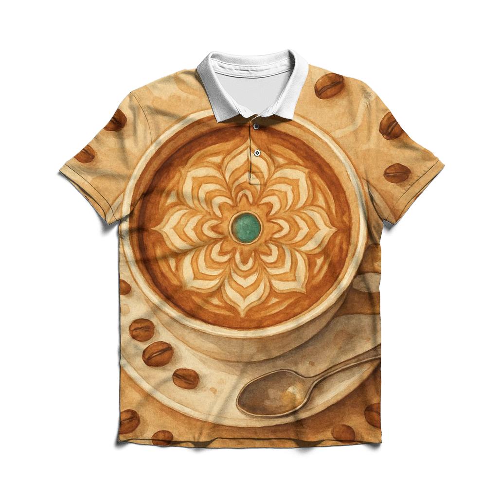 Latte Swirl Mandala custom polo shirts