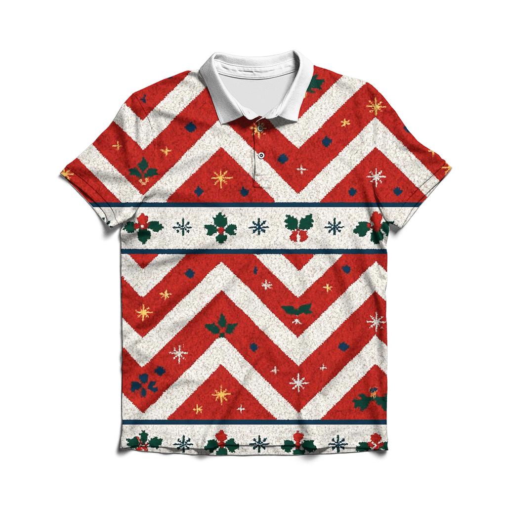 Candy Cane Herringbone Design classic pique polos
