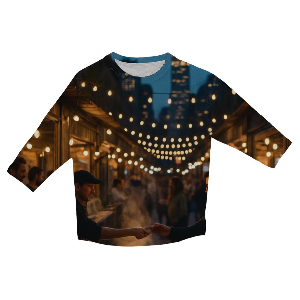 Night Market Alley With Skyline Vista cotton quarter sleeve shirts