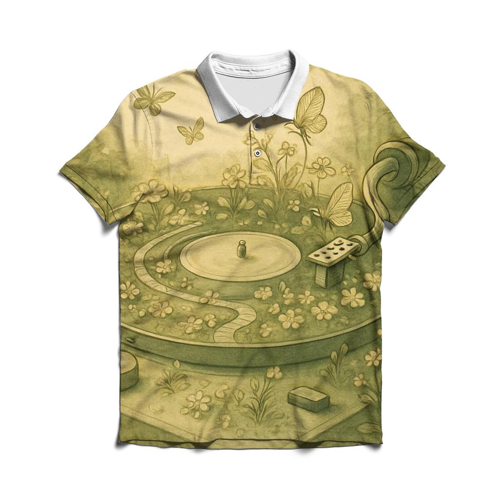 Vintage Turntable Garden personalized polo shirts