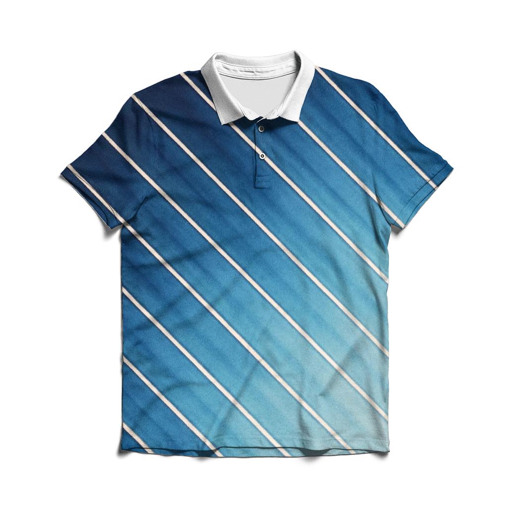 Indigo Arashi Diagonals embroidered polo tops