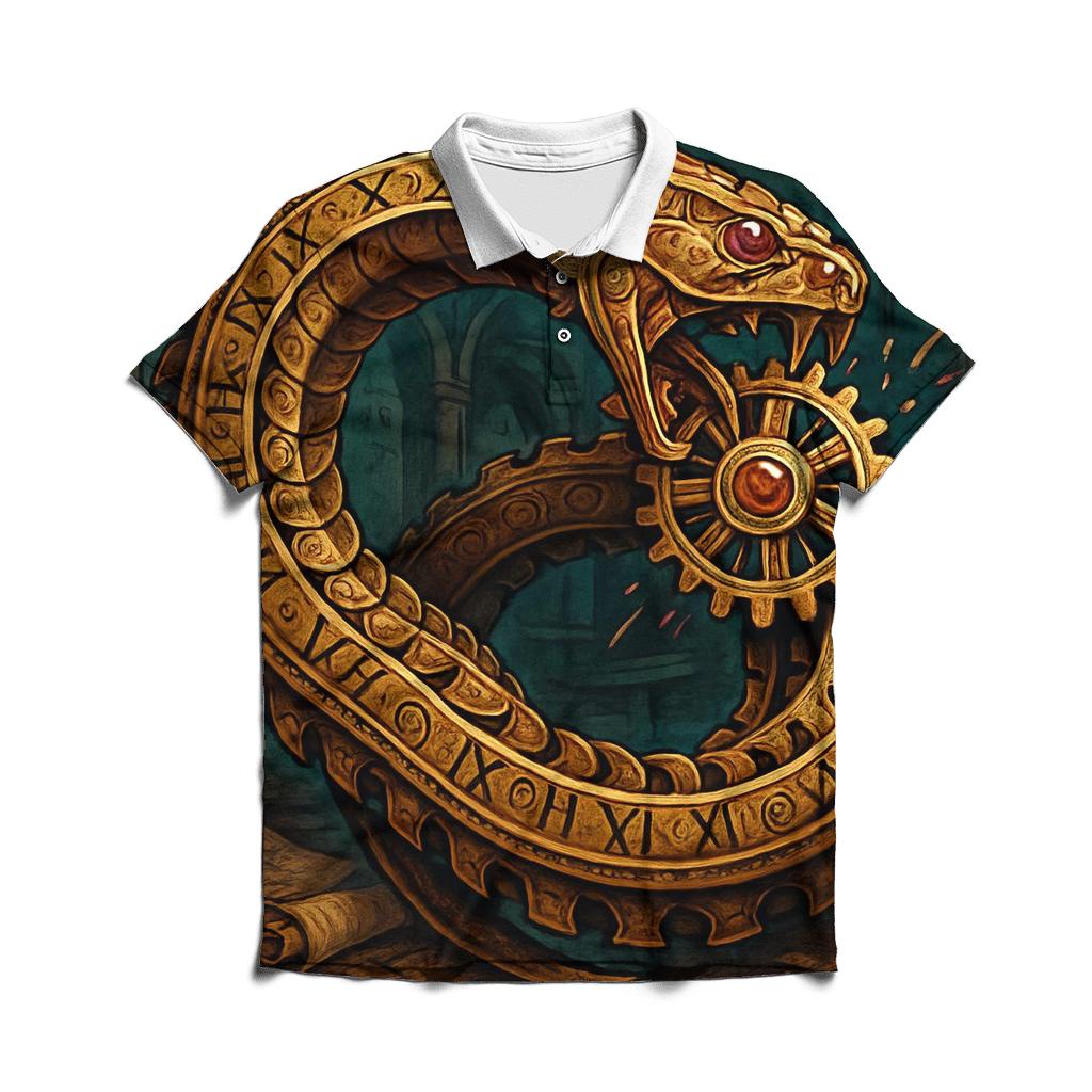 Clockwork Ouroboros Mechanica branded logo polo shirts