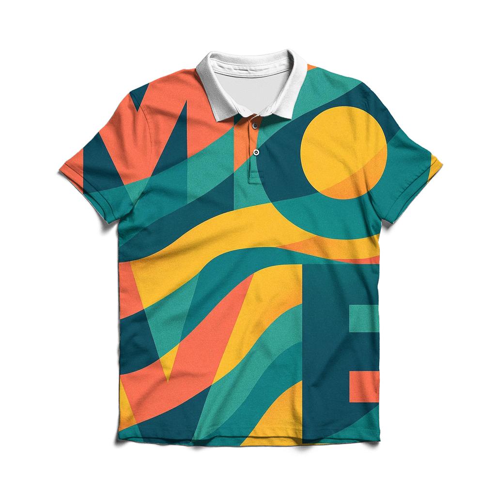 Chromatic Wave Typography casual sports polo shirts