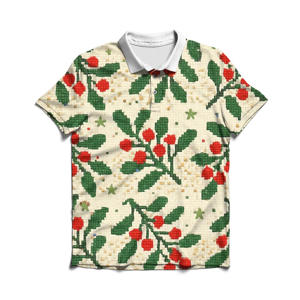 Merry Mistletoe Confetti Design classic pique polos