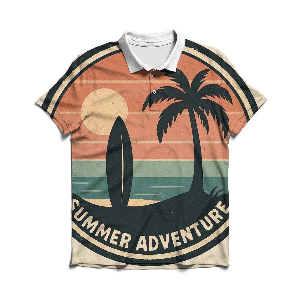 Retro Surf Patch designer slim fit polos