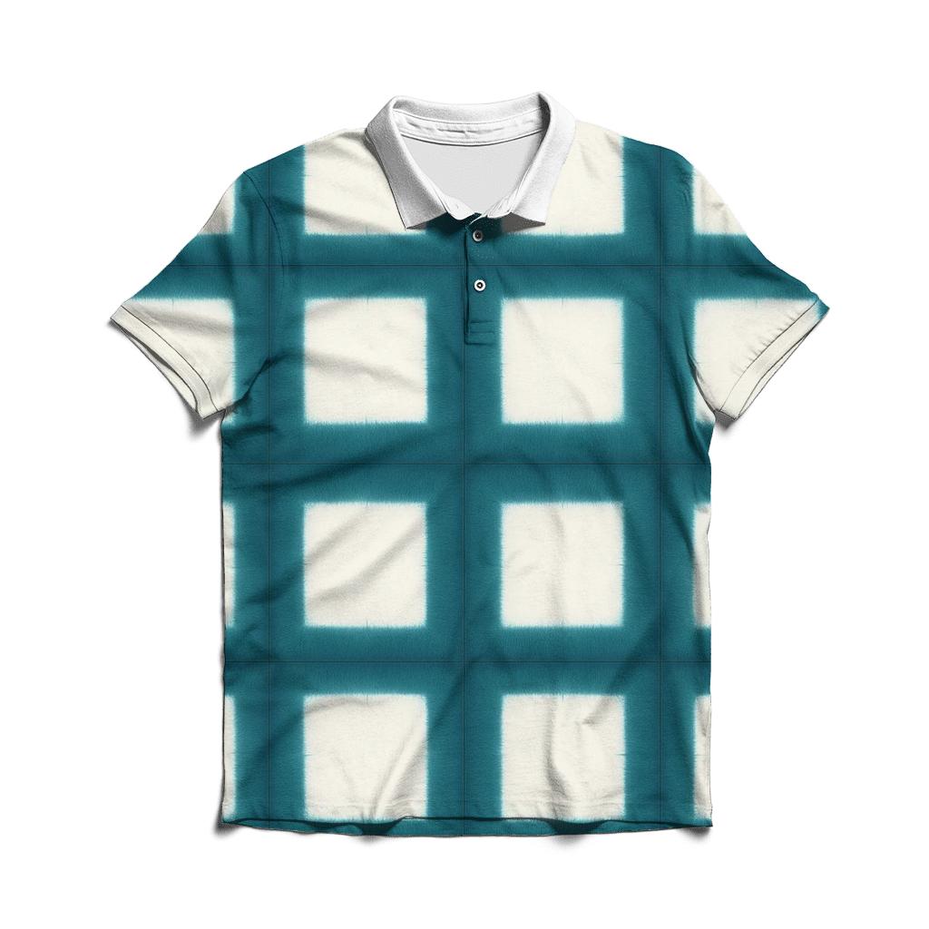 Itajime Teal Grid classic pique polos