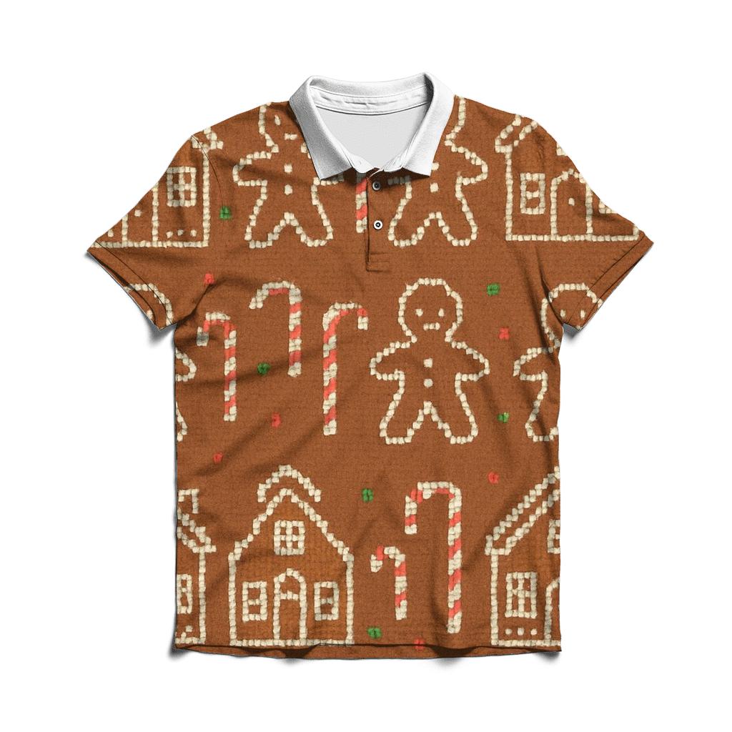 Gingerbread Village Parade Design designer slim fit polos