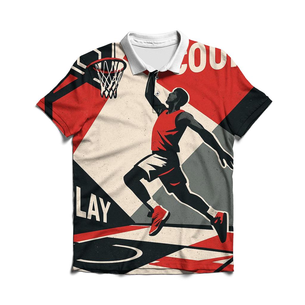 Street Basketball Geometry embroidered polo tops